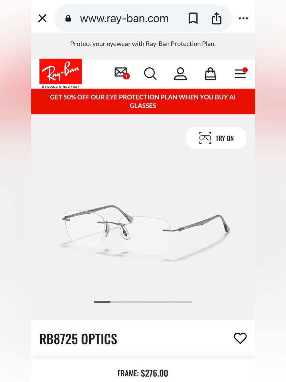 Ray-Ban Unisex Light Rays RB8725 frames - Picture 2 of 16